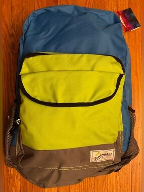 NWT Trailmaker Backpack Lime/Blue/Grey Adj Straps Mesh Pockets Padded backside